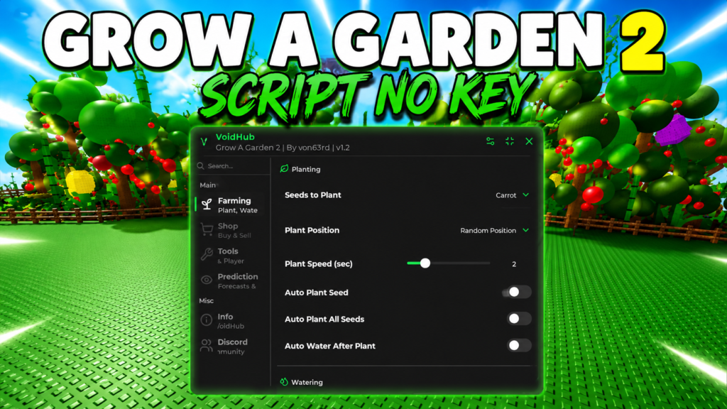 Void Hub – Grow a Garden 2 Script (No Key): Auto Farm, Auto Steal, Predict & Complete Guide